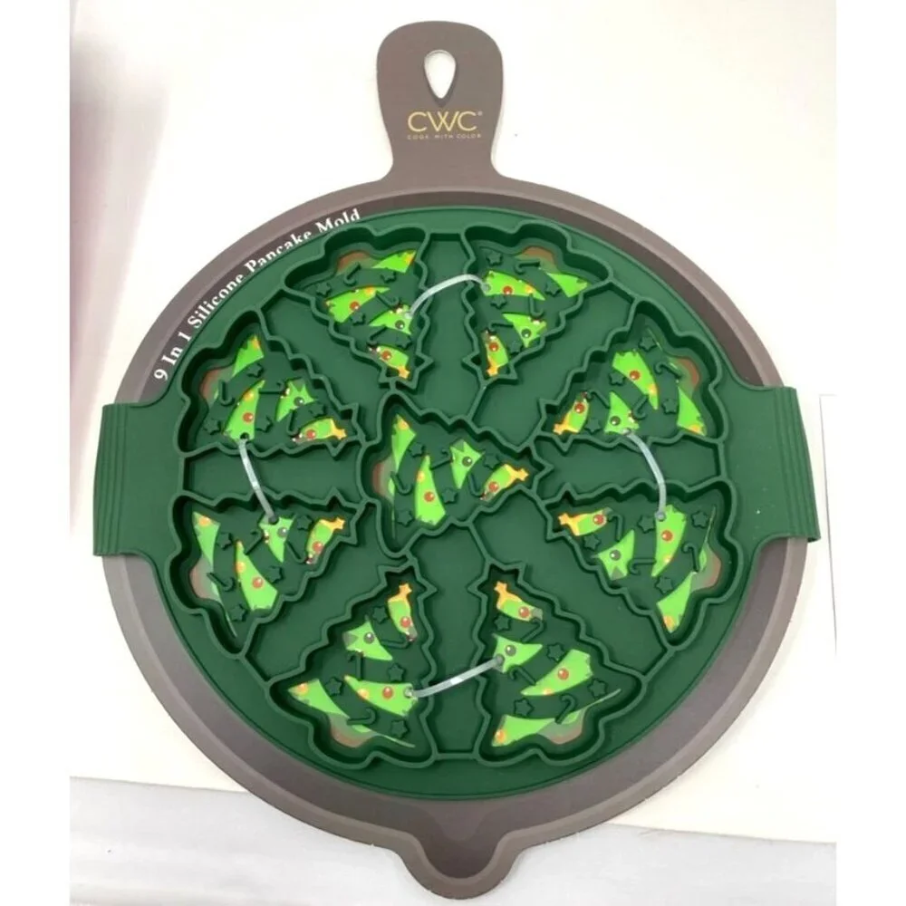 Cook With Color Silicone Trees Pancake Mold Green Mini Christmas Trees Holiday